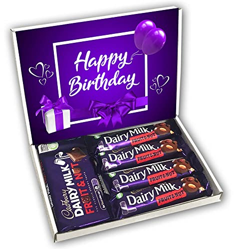 Dairy Milk Fruit and Nut Chocolate Bars Gift Box Hamper Birthday Present (BIRTHDAY PURPLE)