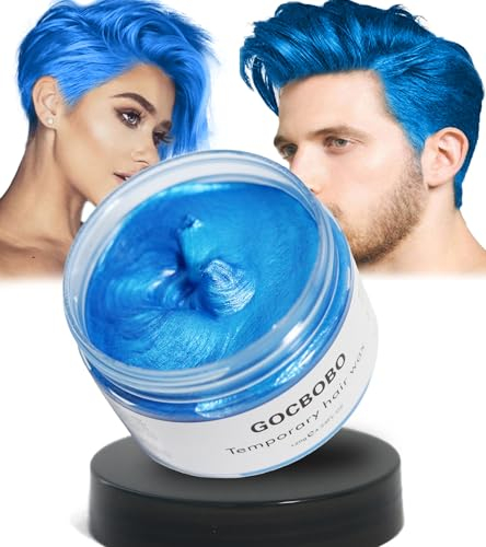 GOCBOBO Cera de Color Temporal Para el Cabello Lavable Azul - Tinte Para Hombres y Mujeres - DIY Peinado Para Fiesta, Cosplay, Halloween 4.23 Oz