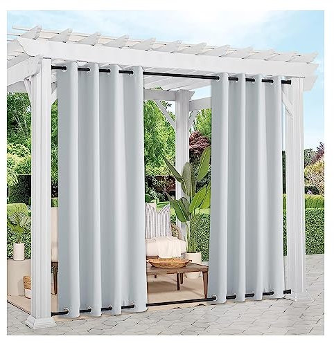 Outdoor Vorhänge Wasserdicht Winddicht Verdunkelnd Wärmeisoliert Vorhänge mit Ösen Sichtschutzvorhang für Garten Terrasse Pavillon Pergola Veranda mit Ösen oben und unten 1 Pcs,163*300cm(W*H)