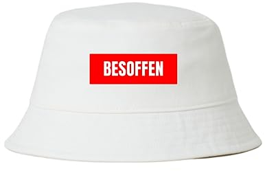 BESOFFEN Hut Saufen Mallorca Fischerhut Lustiger Bumsbar Hut Bucket Hat Alkohol Feiern Party Goldstrand Junggesellen-Abschied Anglerhut Sommerhut Bier (Rot)
