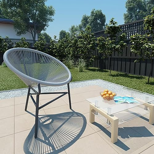 Homgoday Acapulco Gartenstuhl aus Polyrattan, Grau, Stühle für den Außenbereich, Esszimmerstühle für Garten, Gartenmöbel, Terrassenmöbel
