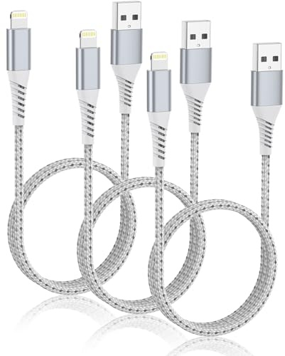 Kurzes iPhone-Ladekabel, 60 cm, 60 cm, USB-A-auf-Lightning-Kabel, geflochten, MFi-zertifiziert, 60 cm, schnelles Aufladen für iPhone 14, 13, 12, 11 Pro Max, iPad, AirPods, kurzes Lightning-Kabel für