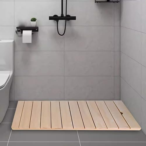 Tappetino da Bagno in Bambù Resistente,Tappetino da Bagno in Legno Naturale Impermeabile,Pedana Doccia Vernice,Tappetino e Zerbino,Facile da Pulire e Trasportare,per Spa,Sauna (50x75cm/20x30in)