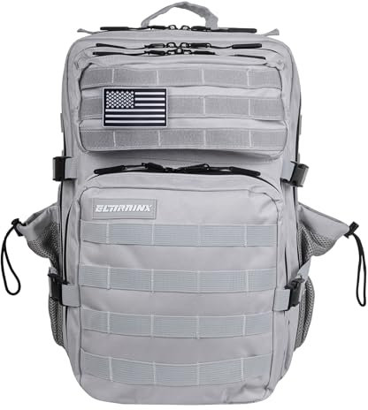 ELITRAINX Elitex Training Militär-Rucksack, 45 l, wasserdicht, für Sport, Flugzeugkabine, Cross-Training, Outdoor, Sport, Fitnessstudio, tragbar, Hellgrau, 45 Litros