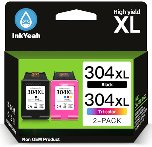 304XL Druckerpatronen, kompatibel für HP 304 Druckerpatronen Schwarz und Farbe Multipack Original, 304 XL Schwarz/Farbig (750/450+ Seiten) für Envy 5000 5010 5030 DeskJet 3720 3730 3750 2630 2620 2622