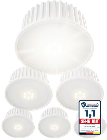 MATO 6x LED Modul 230V 5W extra flach 50mm x 22mm, 3000K warmweiß, 470lm, CRI 90, LED Leuchtmittel GU10 MR16 Ersatz für Einbaustrahler, Aufbauspot und Deckenspots