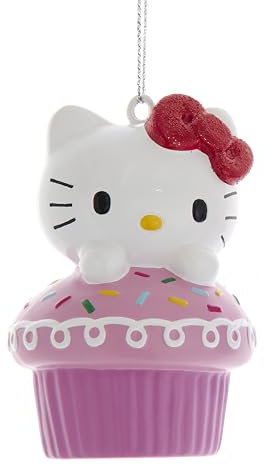 Kurt Adler Hello Kitty™ with Cupcake Ornament, Purple Cupcake Wrapper
