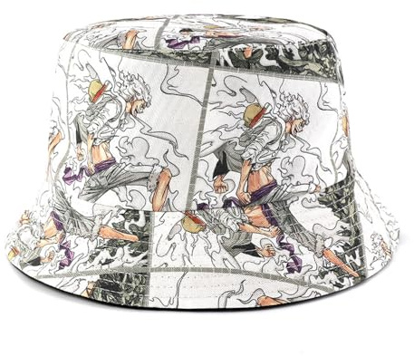 MAJEQZGY One Piece Fischerhut Sonnenhut Baumwolle Unisex Casual Strandhut Bucket-Hut für Kinder Jungen Mädchen Cartoon Geschenke Hut Kopfumfang 56-58cm (DE/NL/SE/PL, Alphanumerisch, M, Grau)