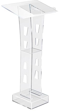 DJOAIUYF Rednerpult Podium klar Kanzel 110 cm, Podium Stehpult mit Blauem LED-Licht Schul-Rednerpult Acryl Büro Kirche Kanzel für Restaurant, Hochzeit, Büro, Kirchen, Schulen, Klassenzimmer