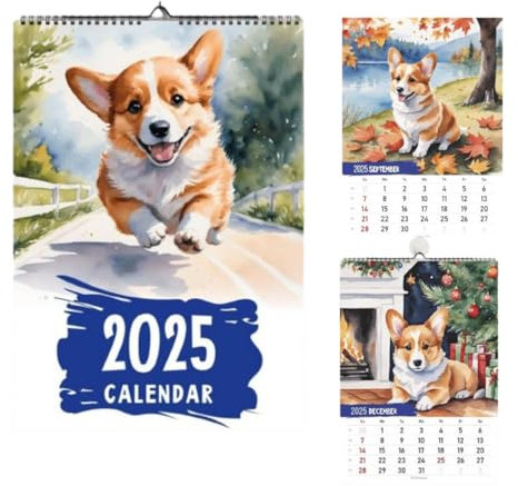 Tiuyii Corgi Kalender 2025 Wandkalender - A Puppy Running Towards You - Monatsplaner Kalender für Hundeliebhaber
