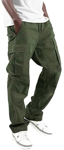Mens Cargo Combat Work Trousers Heavy Duty Safety Cargo Pant - Multi Pockets & Knee Pad Pockets - Triple Stitched -Durable Work wear Army Green
