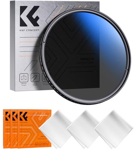 K&F Concept Nano-Klear ND Filtro Variabile ND2-400, 67mm Ture Color Densità Neutra Filtro ND Variabile in Vetro Ottico con 18 Strati Rivestimento Nano con 3 Pezzi di Panno per Pulizia