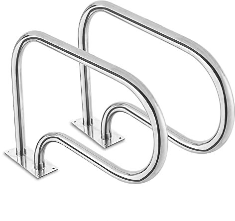 Edelstahl 3 Biegungen Pool Treppe Handläufe mit Schnellmontage Strebenplatte Dual Sicherheit Handläufe für Inground Pool Pool Grab Leiter mit Griff
