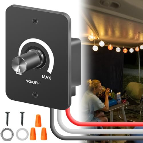 LED Dimmer 12V, DC 12V Dimmer für Led Lampen, 12V 5A Dimmschalter Stufenloses Dimmen für Wohnmobil, Boot, LKW, LED Strip, Wohnwagen und Alle Dimmbaren LED Beleuchtung