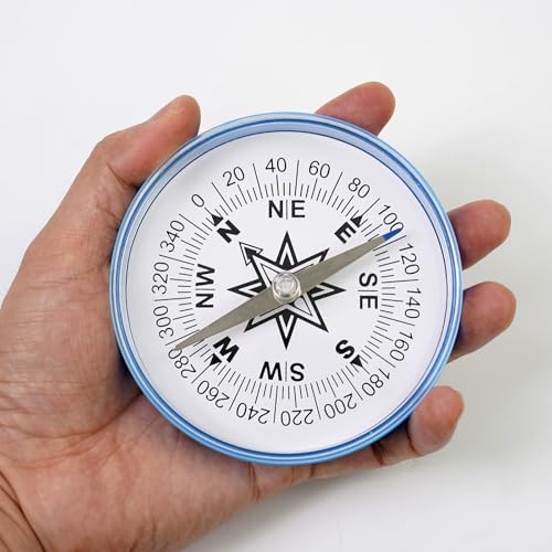 Extra großer Kompass, 360-Grad-Markierung, 10 cm Durchmesser, Kompass zum Lernen von Kindern