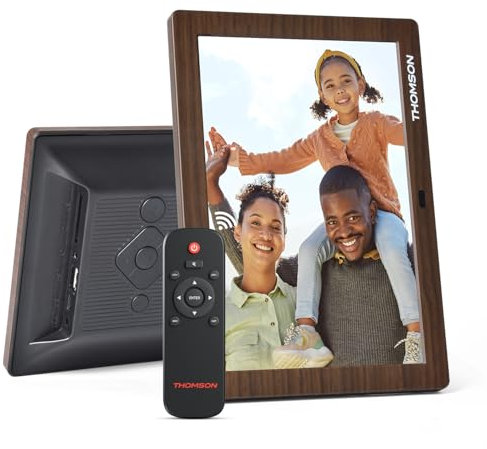 THOMSON Digitaler Bilderrahmen 8 Zoll, Elektronischer Bilderrahmen mit Fernbedienung, HD 1280x800 Digitale Bilderrahmen IPS Screen, Spielen Sie Musik, Bilder und Videos
