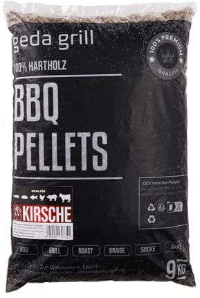 GEDA Grill 100% Hartholz Pellets, Grillpellets BBQ Pellets für Pelletsmoker, Pizzaofen, Räucherofen (Kirsche)