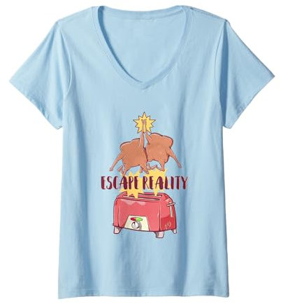 Mujer Tostada y tostadora escape divertido Camiseta Cuello V