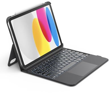 Belkin Everyday Tastaturhülle mit Halterung, Bluetooth-Tastatur mit Hintergrundbeleuchtung, Multi-Gestensteuerung, magnetischer Apple-Stift-Speicher-Kompatibilität und Multimedia-Tasten für iPad 10