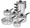 Swan SWPS5027SS Townhouse 8 Piece Stainless Steel Cookware Set with 16/18/20cm saucepans with Glass Lids, 14cm Milk Pan, 24cm Frying Pan, 18cm 3 Tier Steamer, Stainless Steel