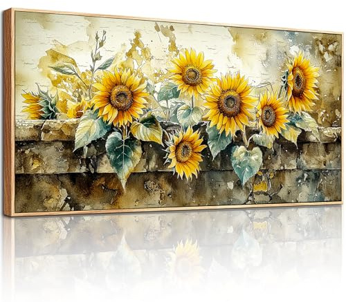 hyidecorart Moderne Blumen Bilder mit Rahmen Aesthetic Gemälde 73x146 cm | Exquisites Motiv, HD-Druck, Einfach Aufzuhängen, Große Formate, Flexible Raumdeko, Schöne Wandkunst, Geschenk, Leinwandbilder