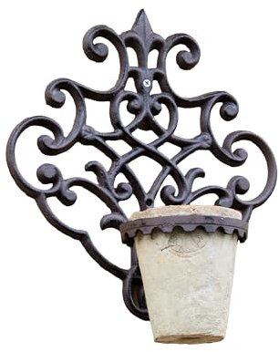 Darthome Scroll Cast Iron Plant Pot Holder 30x32x15cm Antique Style Wall Mount Flower Planter Hanger
