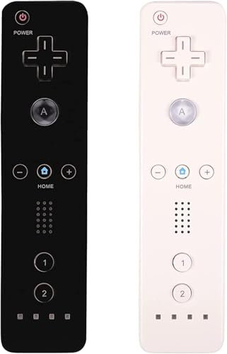 AUFGLO Pack de 2 manettes Wii - Télécommande Wii avec étui en silicone et dragonne (noir+blanc)