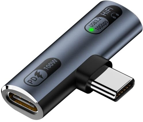 BENACES Divisor USB C 2 en 1 con puerto de carga de 100 W, doble USB tipo C para auriculares y adaptador de cargador para iPhone 16/15, iPad, MacBook, Galaxy S24/S23 y más