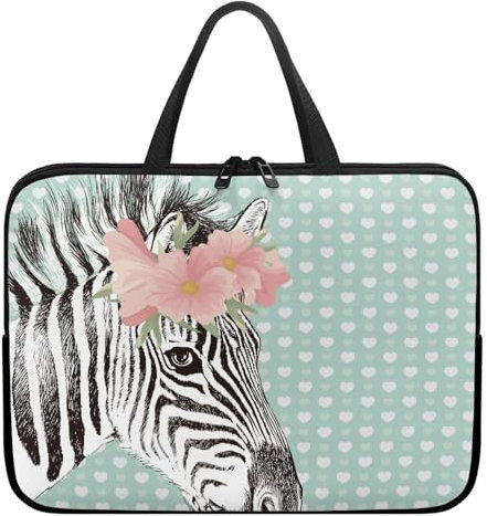 Treer 10-17 Pollici Borsa Porta PC, Stampa Zebra Custodia Laptop con Manico, Borsa PC Impermeabile Unisex, Laptop Bag con Cerniera, Custodia Notebook (Verde,10 pollici)