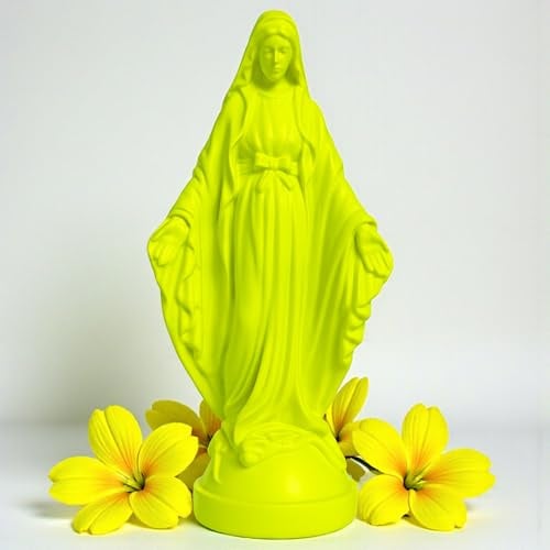 Pop Mary Moderne Jungfrau Maria Statue Dekorative Harzfigur Einzigartiges Sammlerstück Geschenk (Neongelb)
