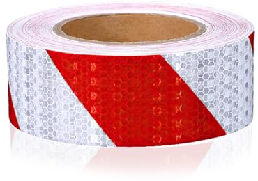CHDZSW 25m X 5cm Reflektierendes Klebeband Rot & Weiß, Selbstklebend Reflektor Klebeband, Hohe Intensität Reflektorbänder Reflektoren Aufkleber, Reflektierendes für Warnmarkierung Sicherheit