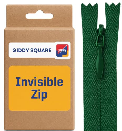 20 cm (8) Vert Bouteille Fermeture Invisible Nylon Non Séparable | Fermeture de remplacement pour robes, jupes, coussins, mariage & sacs, finition invisible, lavable en machine 40°C, couture