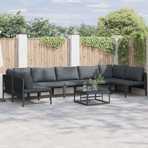 Ziaphsol Garten-Sofa-Set Anthrazit Stahl, 400x160x71cm, UV-beständig, für Terrasse, Garten & Pool, langlebige Outdoor-Möbel