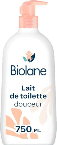 BIOLANE - Lait de toilette 750ml - Bébé - Nettoie Visage, Corps et Siège - Sans Rinçage - Doux et Apaisant - 99% d'origine naturelle - Fabriqué en France