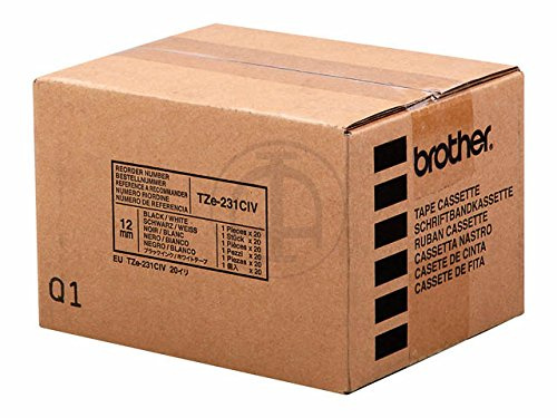 TZE231CIV BROTHER PTOUCH 12mm WEISS-SCHWARZ Schriftband 8m laminiert 20 Stück
