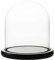 WHOLE HOUSEWARES Dekorative Vitrine mit Kuppel/Tischplatte aus klarem Glas, Glocke, Vitrine mit schwarzer MDF-Basis, Durchmesser 13 cm, Höhe 24 cm