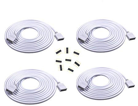 4pcs/pack Weiß 1m LED RGB-Strip 4 pin, LED Verlängerungskabel LED Streifen Verbinder Verlängerung Anschluss Verteiler Kabel für 4 polig RGB 5050 3528 2835 LED Streifen Licht
