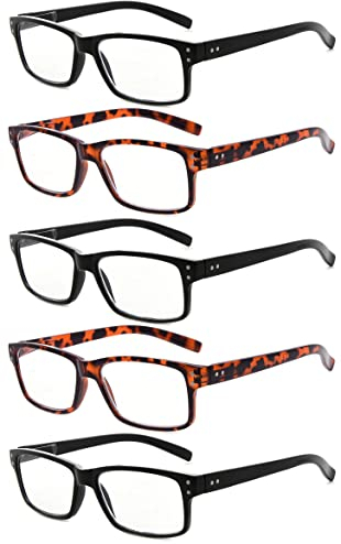 Eyekepper 5er-pack Federscharniere Vintage Brillen Damen Herren Inklusive StSchwarz und StSchildpatt