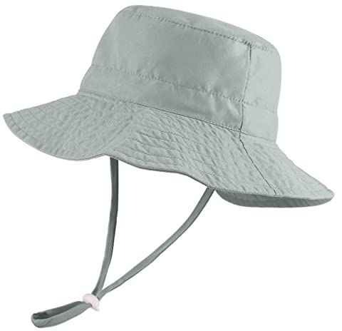 LACOFIA Kleinkind Baby Sonnenhut Kinder Jungen Sommer Mütze UPF 50+ Hut für Strand Schwimmen Schwimmbad Breiter Krempe/Schnell Trocknend Grau 6-24 Monate