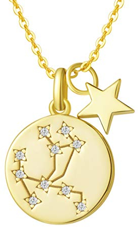 Schütze Sternzeichen Kette aus Solide 925 Sterling Silber mit Gold Vergoldet Anhänger Halskette Einfach Minimalistisch Geschenk Schmuck für Damen Mädchen - Verstellbar Kettenlänge: 40 + 5 cm