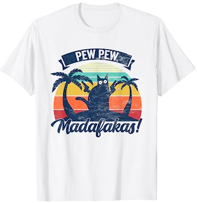 Pew Pew Madafakas Vintage Katze Fun T-Shirt