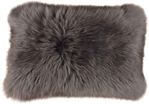 Fell Kissen grau 40 x 60 cm aus schwedischem Lammfell Schaffell Kissen inkl. Federkissen