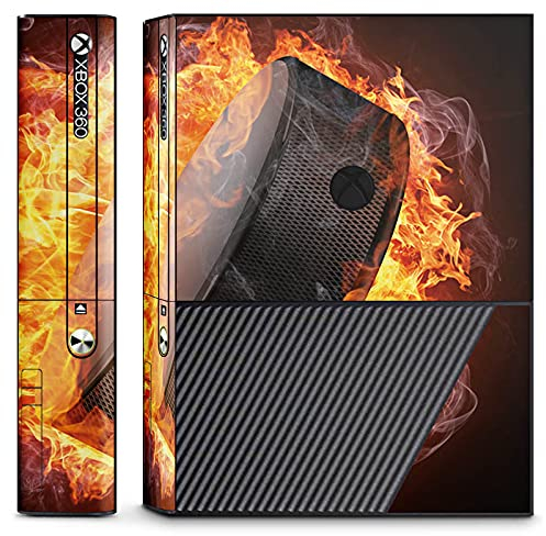 DeinDesign Skin kompatibel mit Microsoft Xbox 360 E Folie Sticker Eishockey Feuer