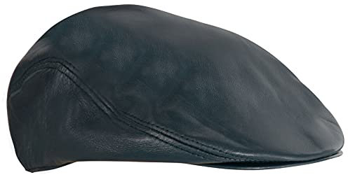 Infinity Leather Echtes Navy Blau Leder Ivy Barett Zeitungsjunge Gatsby Golf Cabbie Schiebermütze M