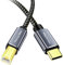 Yeung Qee USB C to USB B Printer Cable 0.5M, Braided High Speed USB Type C to USB 2.0 Type B Printer Scanner Cable Compatible with Brother,HP,Lexmark, Dell, Fax,Samsung etc (0.5m)