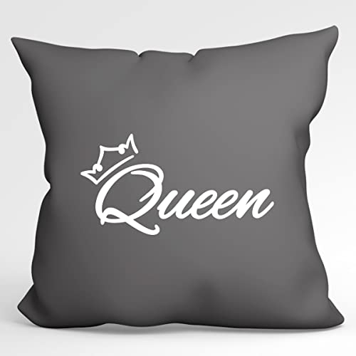 Huuraa Sofakissen Queen Krone Geschenk 40x40cm mit Füllung Steel Grey Baumwolle Queen Mitbringsel