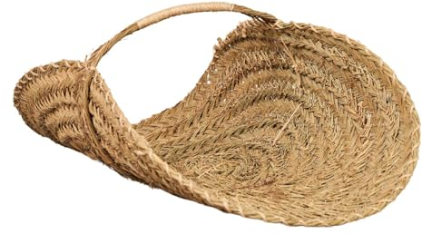 Cesteria Aparici - Capazo Leñero de Esparto Abierto con Asa Transversal Reforzada. Cesto para Leña y Almacenaje Rústico. Diseño Exclusivo para Interiores. (Modelo 80cm, Ref. 7140-80).
