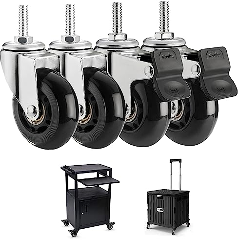 75mm Leise Lenkrolle Mit Bremse ( Belastung 200kg / 4 Stück ), Schwerlastrollen Warenkorbrollen, Ersatz Möbelrolle Transportrollen, Schwenkrollen Mit Gewinde | M8, M10| X(Size:M8*25mm,Color:4 Swivel)
