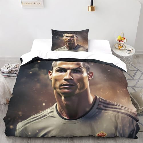 LSORU Ronaldo Bettwäsche Set Bettbezug Set Atmungsaktive Mikrofaser Bettwäsche Für Schlafzimmer, Weiche Bequemer Single(135x200cm)