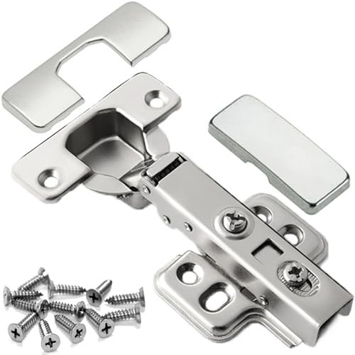 Cupboard Door Hinges, DSL Soft Close Hinges for Kitchen, Wardrobe, Cabinets, Bathroom - with Screws, Full Overlay Mute Door Hinge (Pack of 2)